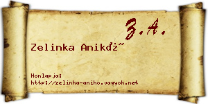 Zelinka Anikó névjegykártya